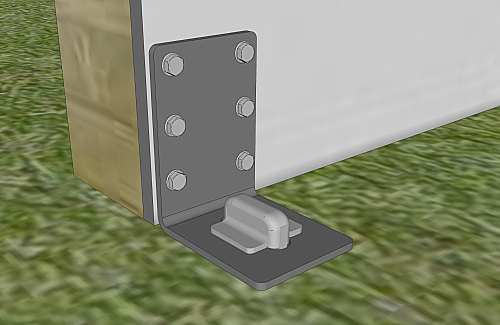 Low Profile anchor with T505 bracket, on a horse shelter