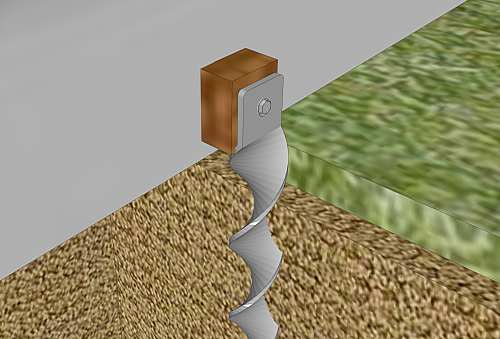 Horse shelter secured with anchor and spacer