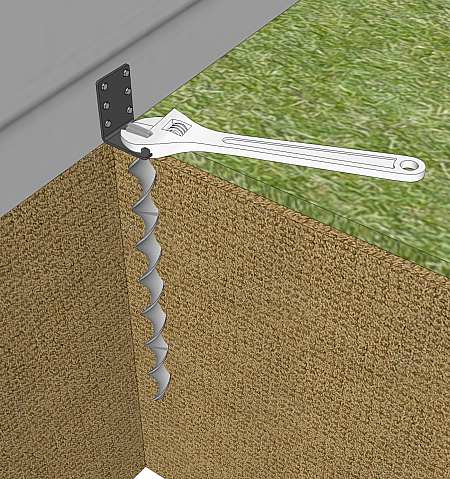 Removing anchor with spanner.