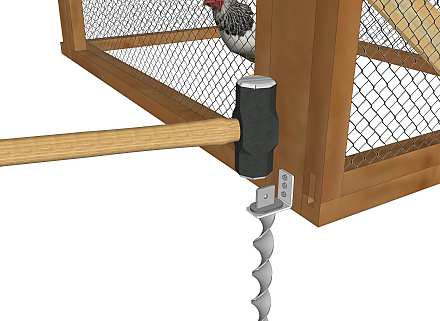 Chicken coop safely anchored