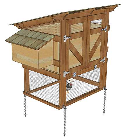 Chicken coop fully anchored with 4 anchors